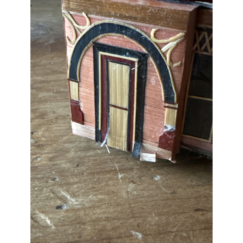 Vintage Chinese Balsa Wood‎ Straw House Trinket Box Philadelphia Meow Reo - Picture 8 of 14